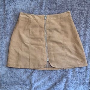 H&M Faux Suede Front Zip Skirt